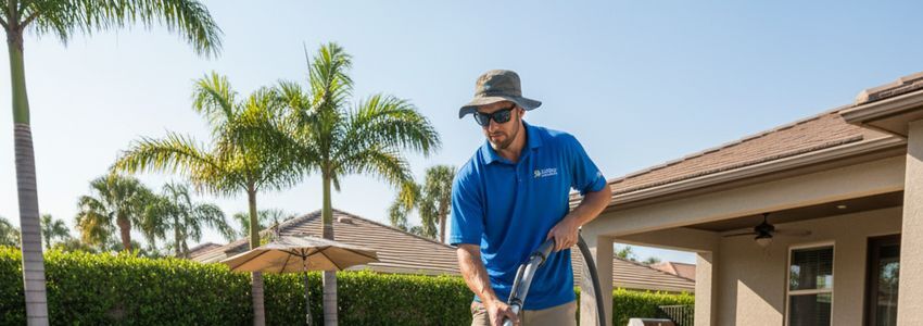 Pool service business owner reviewing financing options with Crestmont Capital