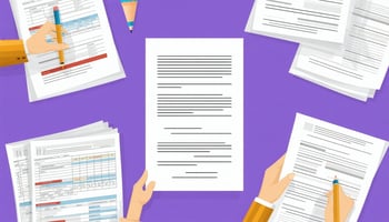 A business owner reviewing financial statements for a loan application.