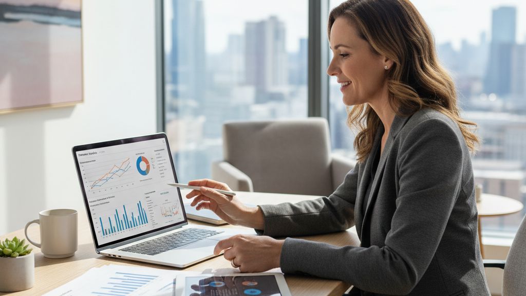 Small business owner reviewing revenue-based financing options on a laptop