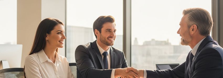 Small business owners discussing loan options in Roanoke, Virginia
