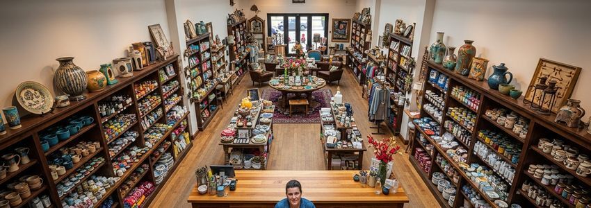 Small business owner in a well-stocked retail shop, representing the type of business that benefits from SBA working capital loans