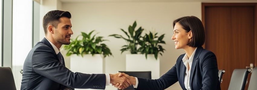 Two business professionals reviewing S corporation and C corporation structure documents in a modern office