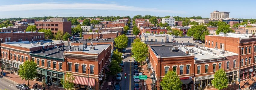 Small business district in Columbia, Missouri