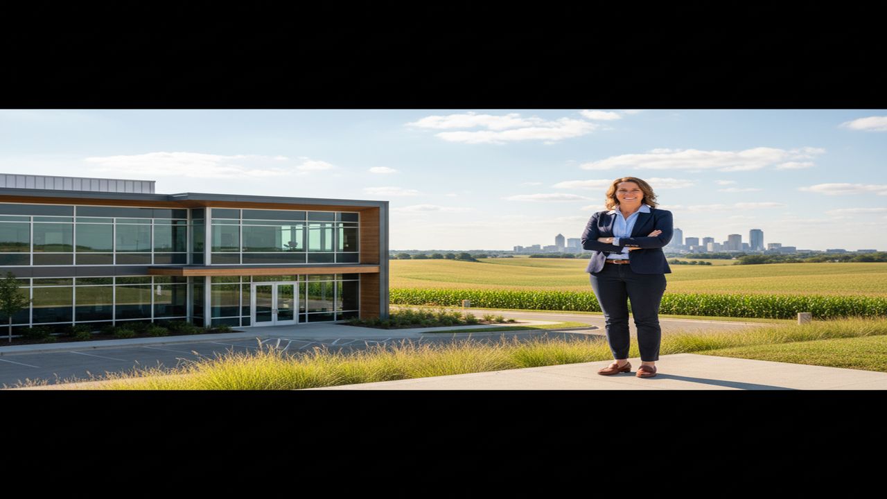 Iowa small business owner standing outside their business in the Hawkeye State
