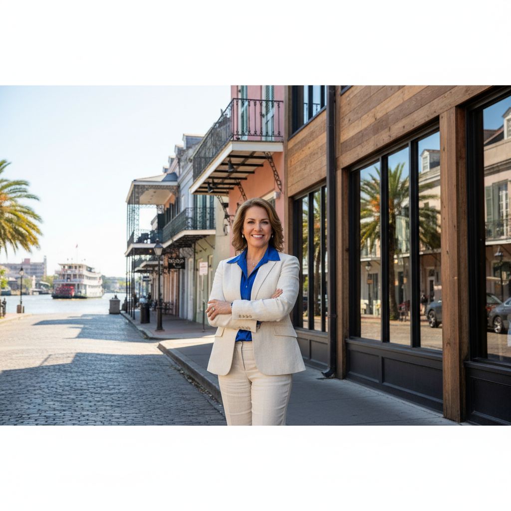 Louisiana small business owner standing outside their business in the Pelican State