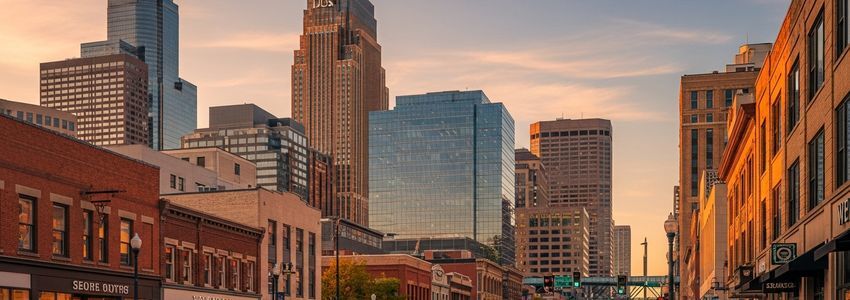 Minneapolis downtown skyline showing small business storefronts and the vibrant business district