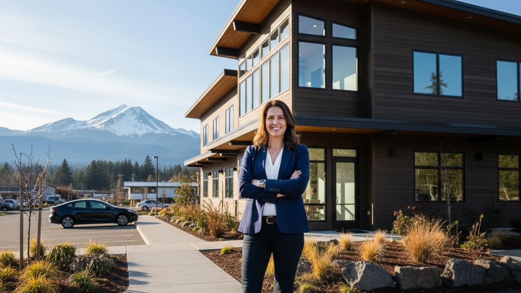 Oregon small business owner standing outside their business in the Beaver State