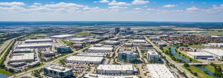 Aerial view of Pasadena Texas business district for small business loans guide