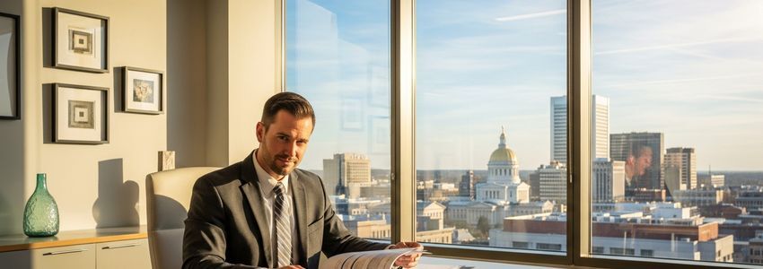Small business owner in Richmond Virginia reviewing loan options with financial advisor
