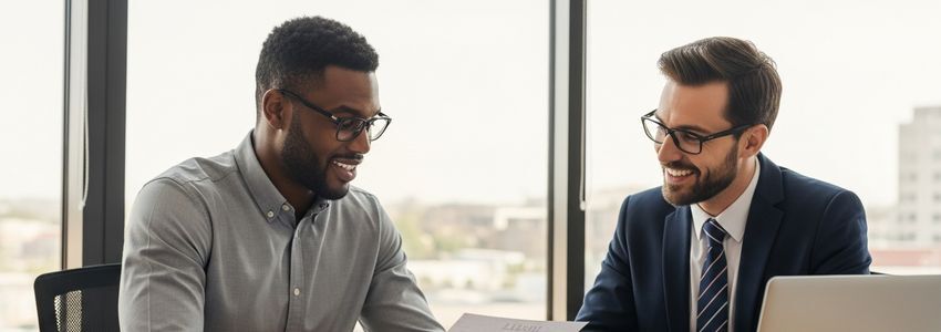 Small business owner reviewing loan documents with financial advisor in Springfield, Missouri