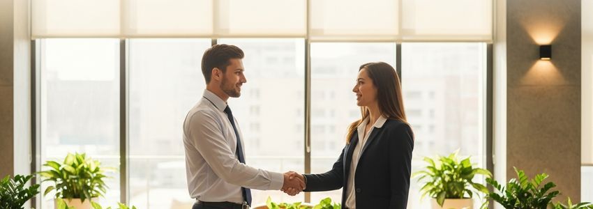 Staffing franchise business owners reviewing loan documents and financing options