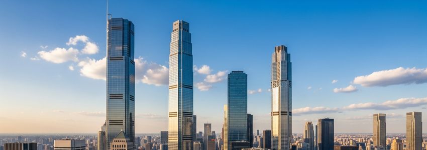 A modern financial district skyline representing subordinated debt and second lien business financing structures