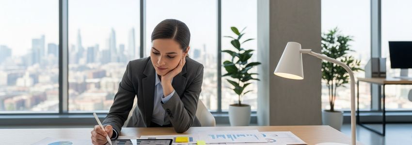 Business owner reviewing sustainable financing strategies and long-term financial plans