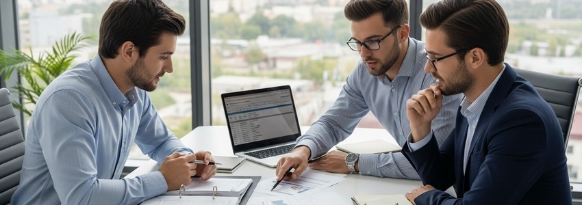 Small business owner working with accountant to prepare tax filing