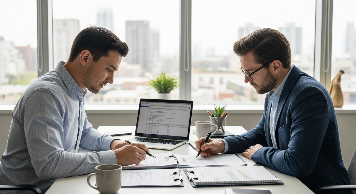 Business owner comparing term loan vs line of credit options with financial advisor