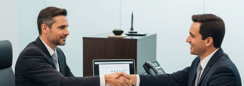 Business professionals reviewing franchise financing documents