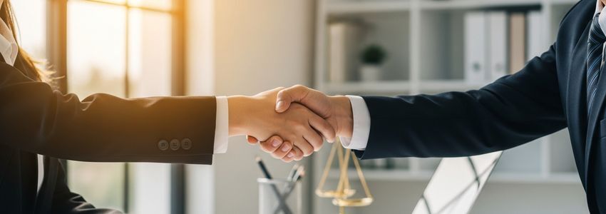 Title company professionals reviewing financing options for their agency