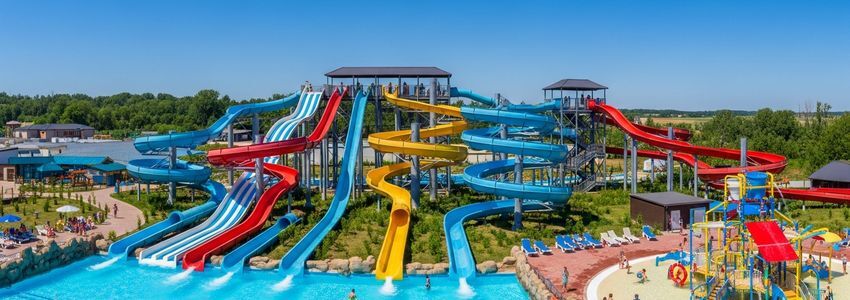 Water park business owner reviewing financing options for their water park