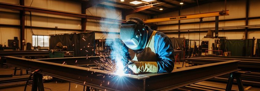 Welding contractor reviewing business loan options for their welding shop