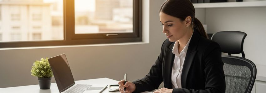 Small business owner reviewing working capital calculations and financial spreadsheets at desk