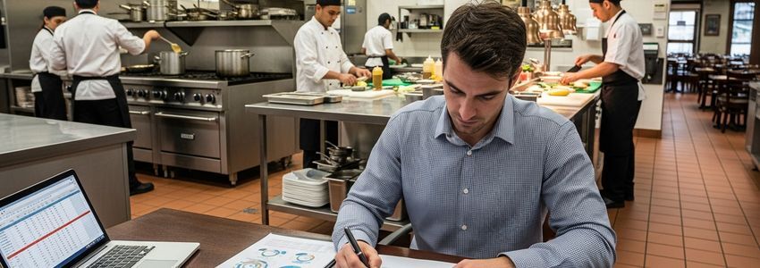 Restaurant owner reviewing working capital options