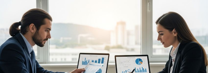 Business professionals reviewing franchise financing documents