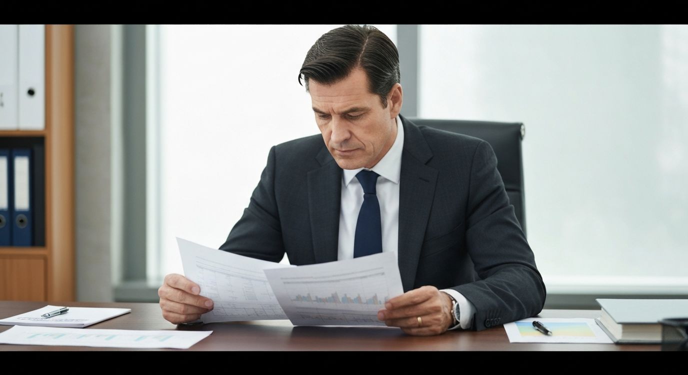 Business owner and financial advisor reviewing expansion loan documents at a modern office desk