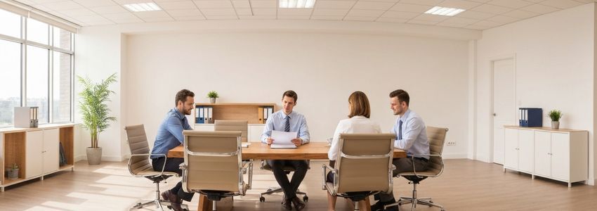 Small business owners reviewing SBA loan financing options with a financial advisor