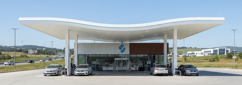 Gas station business loans - modern gas station with convenience store