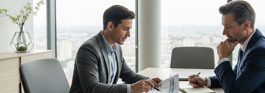 Self-employed contractor meeting with business lender