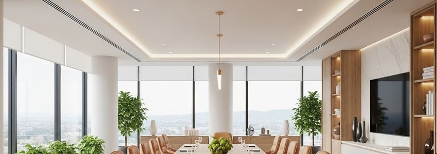 Business owner reviewing loan documents at a conference table
