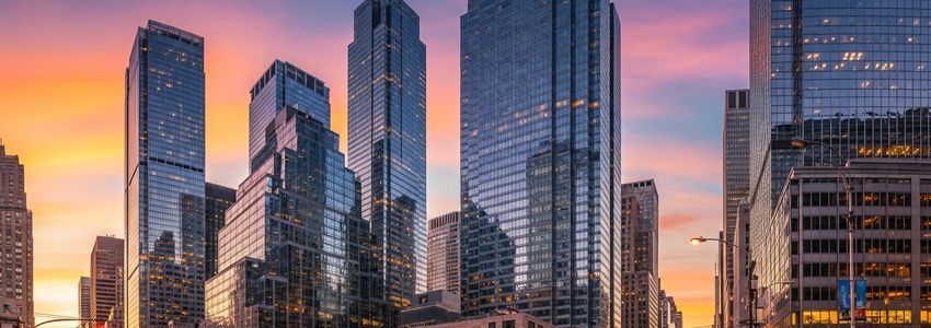 Modern financial district skyline representing $250,000 business loan opportunities