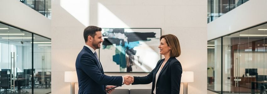 Business owner and loan advisor reviewing $275,000 business loan options