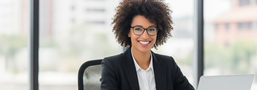Business owner reviewing $300,000 loan options at a modern office desk