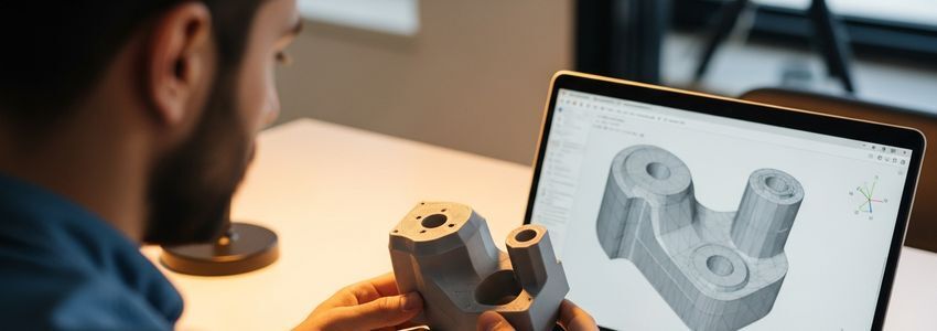 Business owner reviewing 3D printed prototype