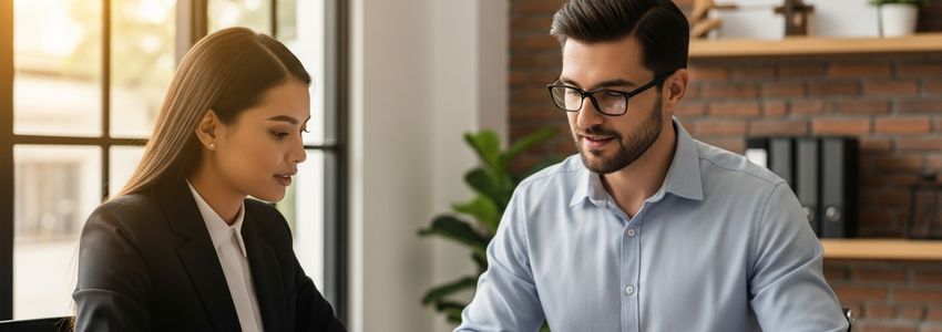 Business advisor reviewing 506(c) and Reg CF investment options with small business owner