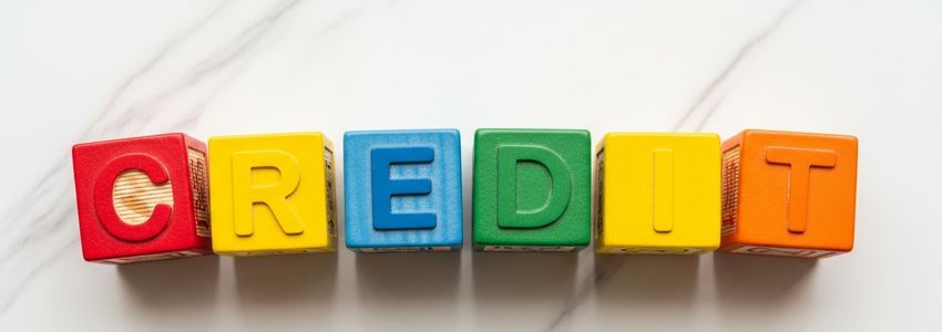 Five credit building blocks representing the 5 C's of credit for business loans