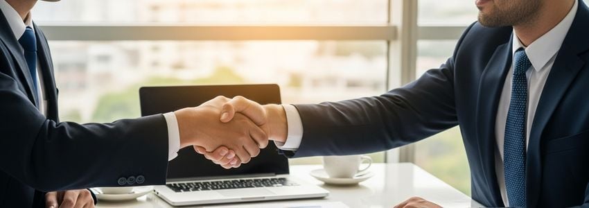 Business professionals reviewing $750,000 business loan documents