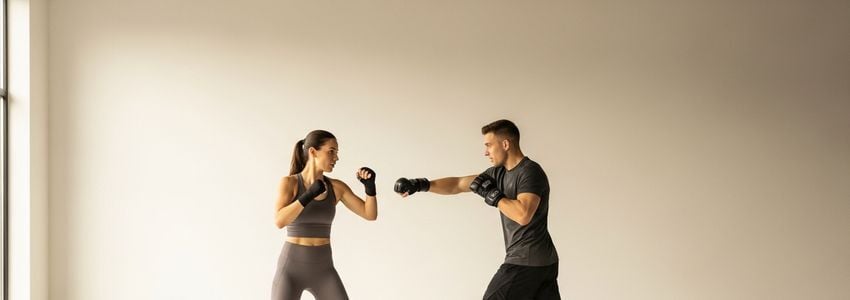 9Round franchise owner training members in a modern kickboxing studio