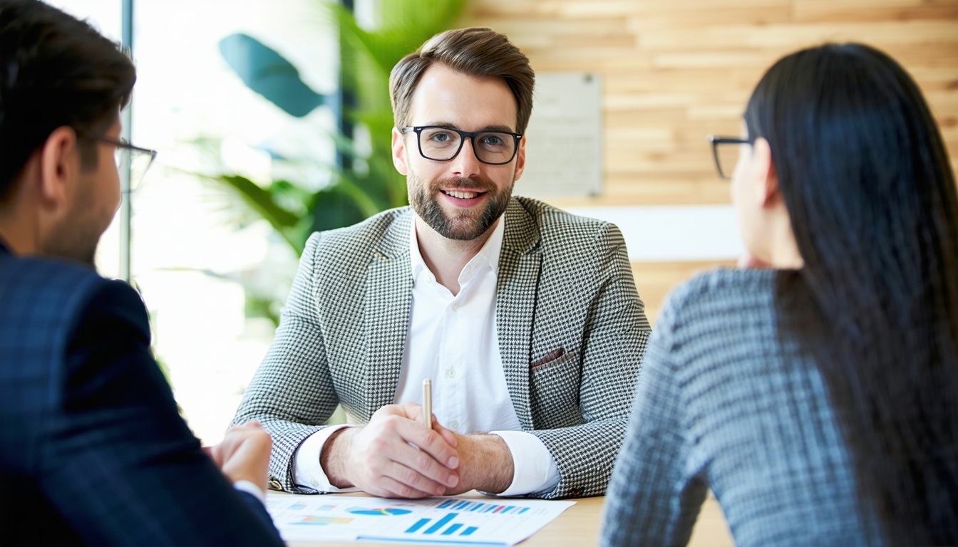 Small business owner meeting with financial advisor.