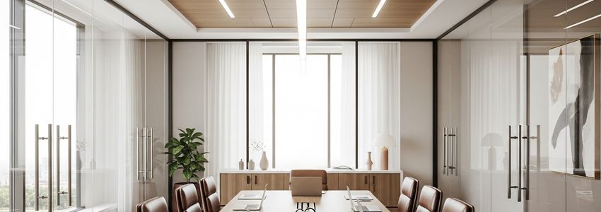 Modern conference room in a professional accounting firm ready for client consultations