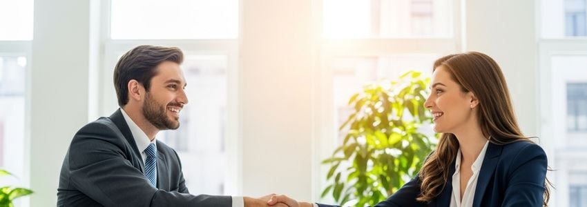 Business professionals reviewing affiliate marketing financing documents
