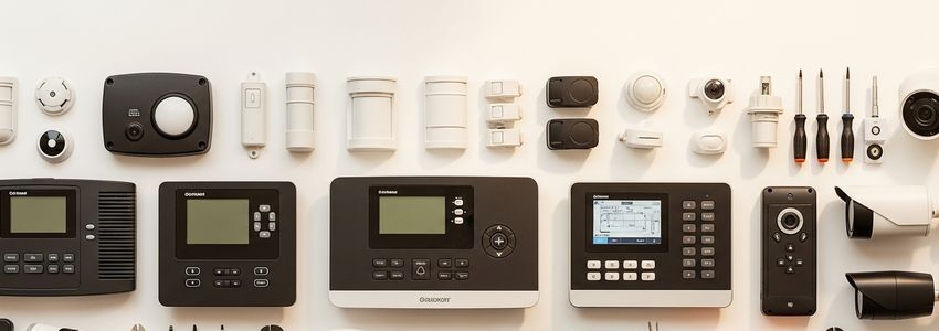Alarm installation business owner reviewing equipment financing options for security system components