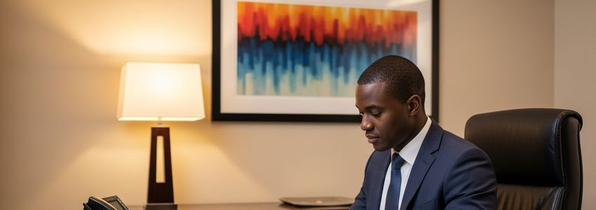 Business owner reviewing Aloft Hotels franchise financing documents at a hotel office desk