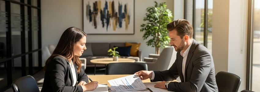 Small business owner consulting with a financial advisor about bad credit business loan options