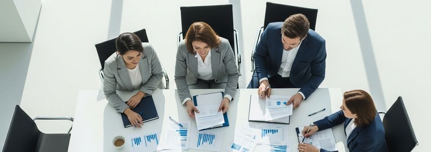 Small business team collaborating on financing strategy