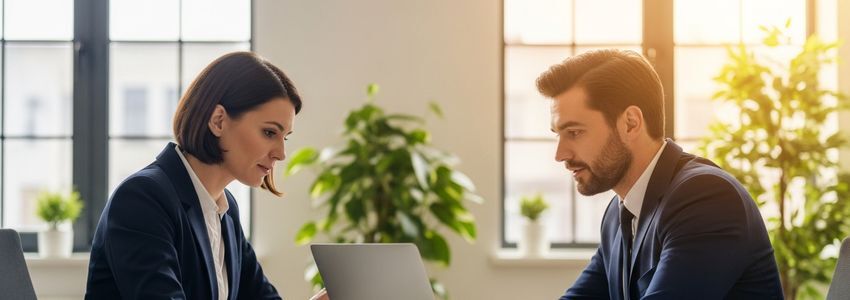 Small business owner reviewing bad credit financing options with a financial advisor