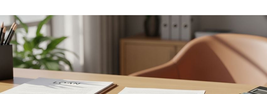 Business professionals reviewing balloon loan documents and financing options