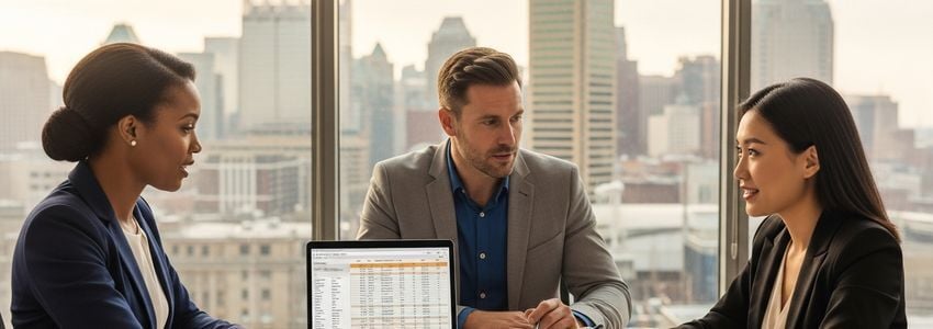 Baltimore small business owners reviewing financing options with a lending advisor