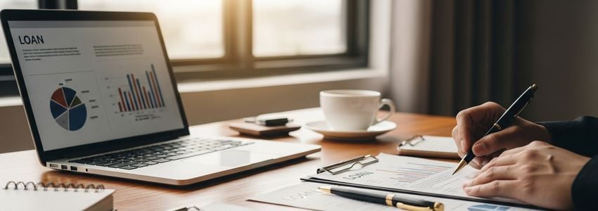 Professional business consultation with a loan advisor in a modern office setting